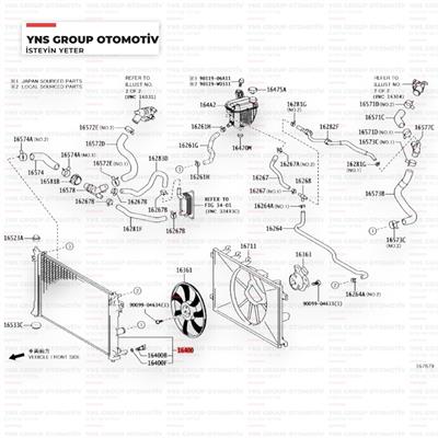 Toyota Corolla 21-24 1.5 cc Vvt-i Motor Su Radyatörü Orjinal - 16400f3010