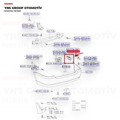 Toyota Corolla Sedan 02-06 Arka Tampon Braketi Sol Yns - 5215602060