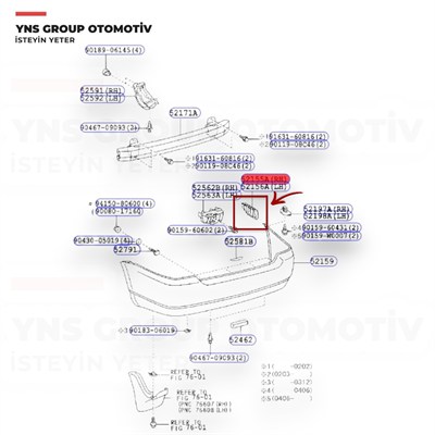 Toyota Corolla Sedan 02-06 Arka Tampon Braketi Sağ Yns - 5215502060