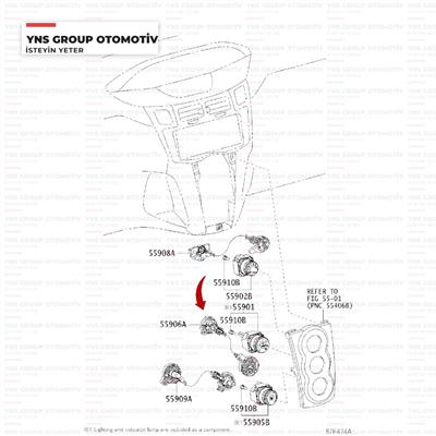 Toyota Yaris 05-08 Kalorifer Kontrol Düğmesi Kablosu (A/C Düğmesi Olana Ait) Orjinal - 5590652132