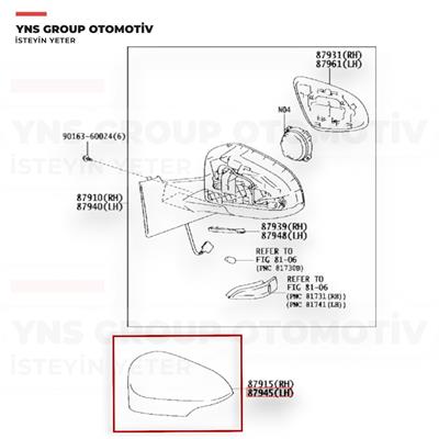 Toyota Yaris 12-18 Dış Dikiz Aynası Kapağı Sol (Sinyalli) Yns - 879450d909