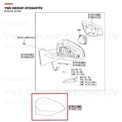 Toyota Yaris 12-18 Dış Dikiz Aynası Kapağı Sağ (Sinyalli) Yns - 879150d909