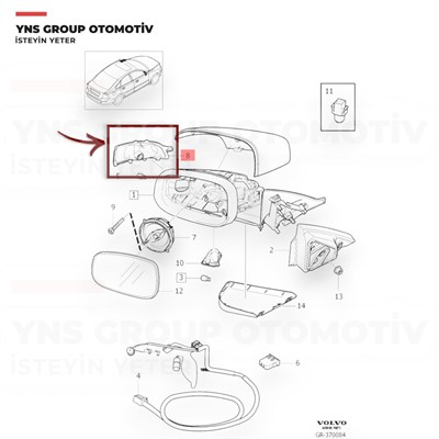 Volvo C30 C70 S80 06-12 S40 V50 V70 04-12 S60 00-10 V40 12-19 Dış Dikiz Aynası Sinyali Sağ Yns - 31111102 / 30716697