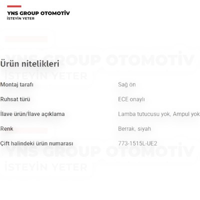 Volvo S40 V40 03-04 Ön Sinyal Lambası Sağ (Siyah) Depo - 7731515rue2 / 30621836