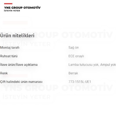 Volvo S40 00-02 V40 00-04 Ön Sinyal Lambası Sağ (Krom) Depo - 7731515rue1 / 30621832