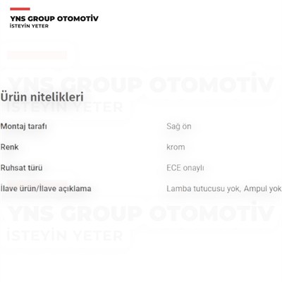 Volvo S40 00-02 V40 00-04 Ön Sinyal Lambası Sağ (Krom) Tyc - 30621832