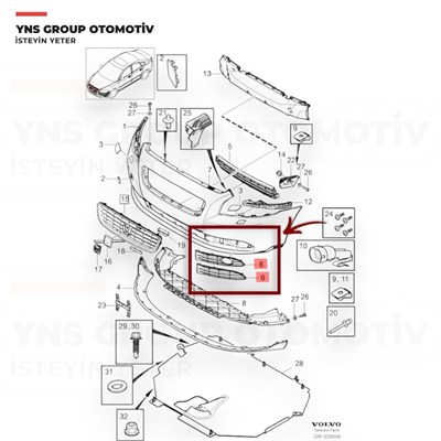 Volvo S40 V40 04-12 Ön Sis Farı Çerçevesi Sol Sisli Yns - 30744919