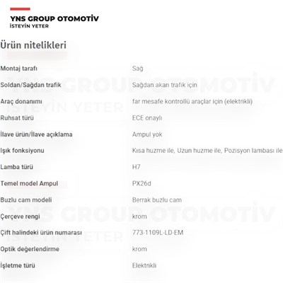 Volvo S40 V40 00-03 Ön Far Sağ (Elektrikli - Krom) Depo - 7731109rldem / 30864580
