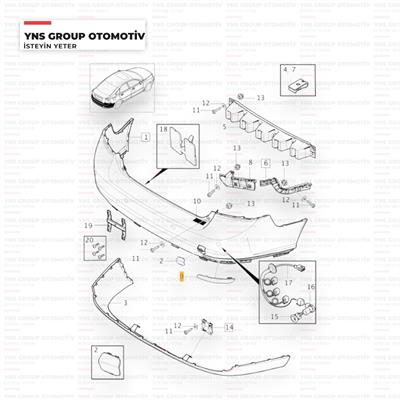 Volvo S40 V50 08-15 Arka Tampon Reflektörü Sağ (Koyu) Yns - 30763346k