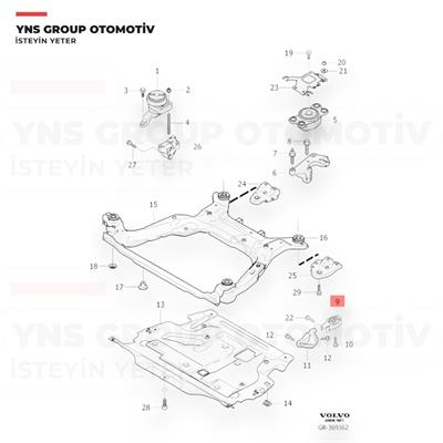 Volvo S60 II V60 10-18 S80 II V70 07-15 Ford Galaxy II Mondeo S-Max 06-15 2.0 Benzinli - Dizel Motor (Şanzıman) Takozu Arka Yns - 30680705