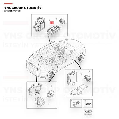 Volvo S60 II V60 Xc60 10-18 Ön Cam Açma Düğmesi (Anahtarı) Sol Yns - 31453266