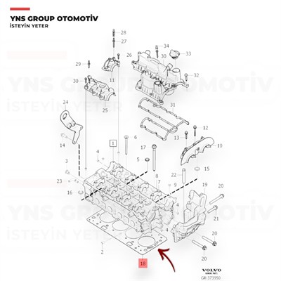 Volvo S60 S80 V40 V60 V70 10-15 T2 - T3 - T4 1.6 Benzinli (B4164t) Silindir Kapak Contası Orjinal - 31330400