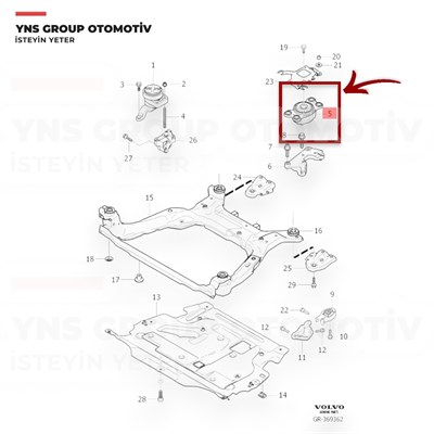 Volvo S60 S80 V60 V70 10-16 1.6 (B416 - D416) Motor Takozu (Kulağı) Sol Febi - 1000522 / 31262710
