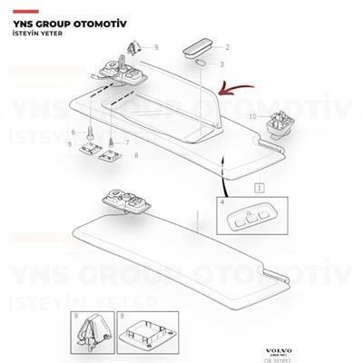 Volvo S60 V40 V60 14-17 Iç Güneşlik Kapağı (Gri) - 39822682gri