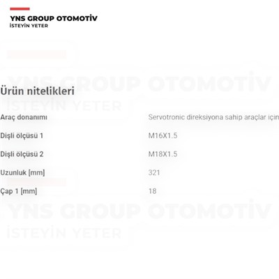Volvo S60 V60 10-18 V70 07-15 S80 06-16 Xc70 08-16 Rot Mili (Kolu) (Hidrolik Direksiyon) Ayd - 09633 / 30776425
