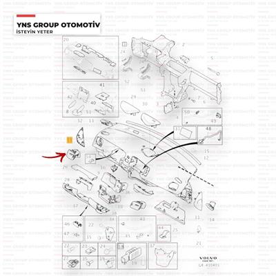 Volvo S60 V60 11-19 Kalorifer Havalandırma Üfleme Izgarası Sol Orjinal - 31393994