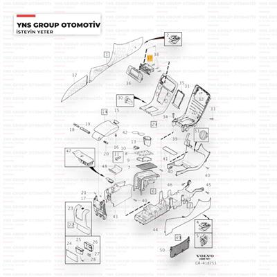 Volvo S60 V60 11-19 Kalorifer Havalandırma Üfleme Izgarası Orta Orjinal - 31393992