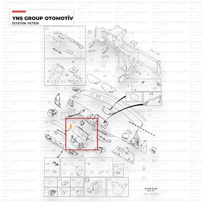 Volvo S60 V60 11-19 Orta Havalandırma Izgarası (Medya Oynatıcı Çerçevesi - 5
