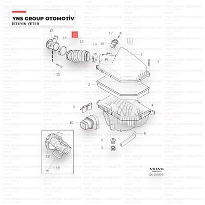Volvo S60 V60 V70 S80 10-16 D2 Dizel Hava Filtresi Giriş Hortumu Orjinal - 31430480