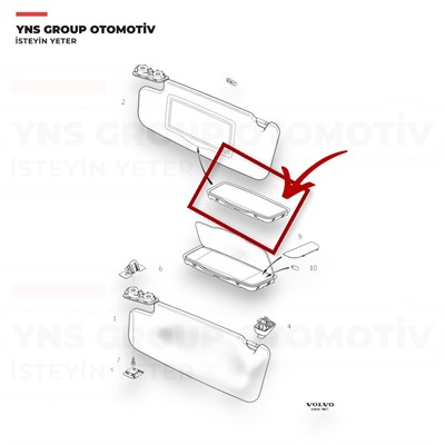 Volvo C30 07-13 S40 07-12 V50 04-12 Güneşlik Aynası Kapaklı (Işıklı) Sağ - Sol Orjinal - 39866716