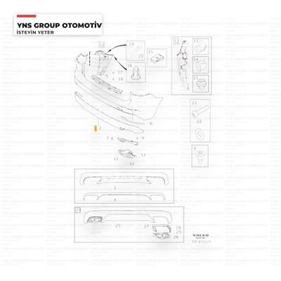 Volvo Xc60 17- Arka Tampon Spoyleri (Alt Parça) Orjinal - 39796760