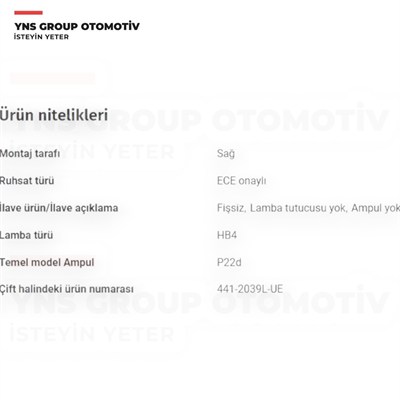 Vw Caddy 03-10 Golf V 04-13 Tiguan 07-18 Touran 03-10 Ön Sis Farı Lambası Sağ Depo - 4412039rue / 1t0941700c