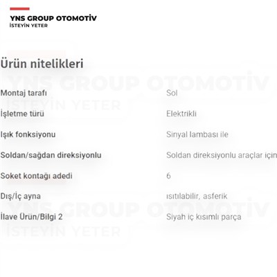 Vw Golf 08-12 Dış Dikiz Aynası Sol (Elektrikli - Isıtmalı - Sinyalli) Yns - 5k0857507ad9b9