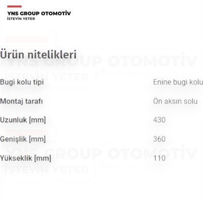Audi A3 03-12 TT 08-12 Seat Altea Leon Toledo 04-12 Skoda Octavia 05-13 Süperb Yeti 08-15 Vw Caddy Golf Jetta Scirocco Touran 04-15 Salıncak Sol (Rotilli) Ayd - 10490 / 1k0407151bc