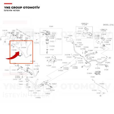 Hyundai Accent 03-05 1.5 Crdi Santafe 04- 2.0 Crdi Yakıt (Mazot) Enjektör Borusu Hmc Orjinal - 3142027001