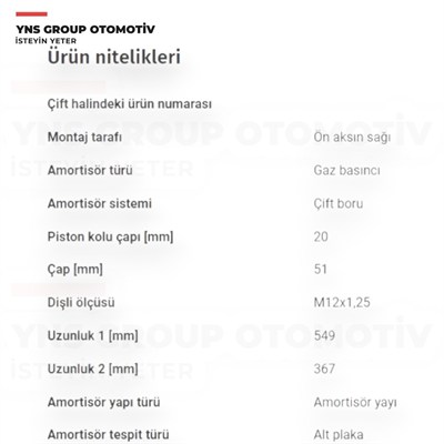 Toyota Yaris 05-20 Ön Amortisör Sağ Sachs - 314758 / 485100d170