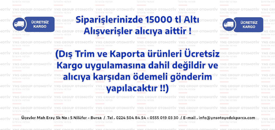 15000 TL Üzeri Siparişlerinizde Kargo ÜCRETSİZ