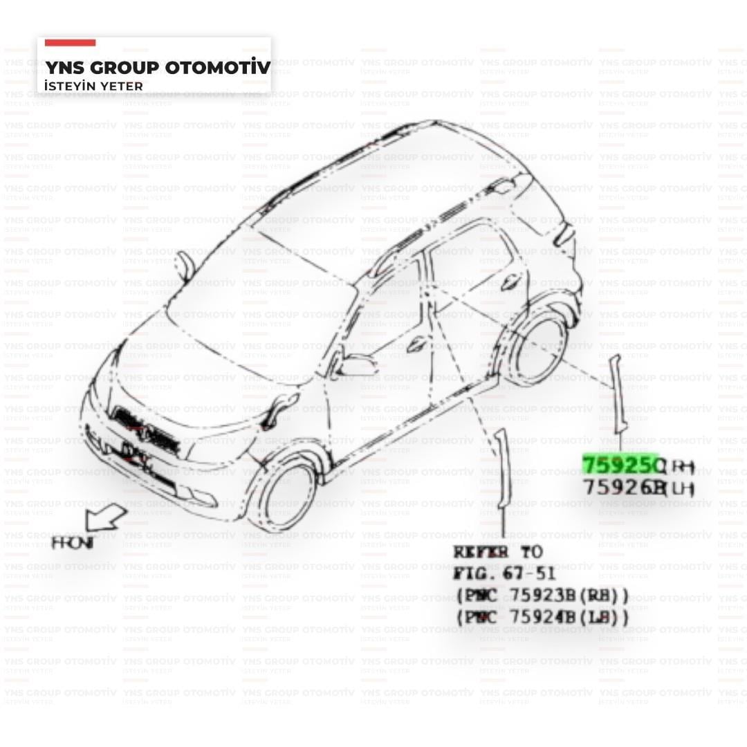 Daihatsu Terios 05-12 Arka Kapı Direk Bandı Sağ Orjinal - 0375925b4020c0