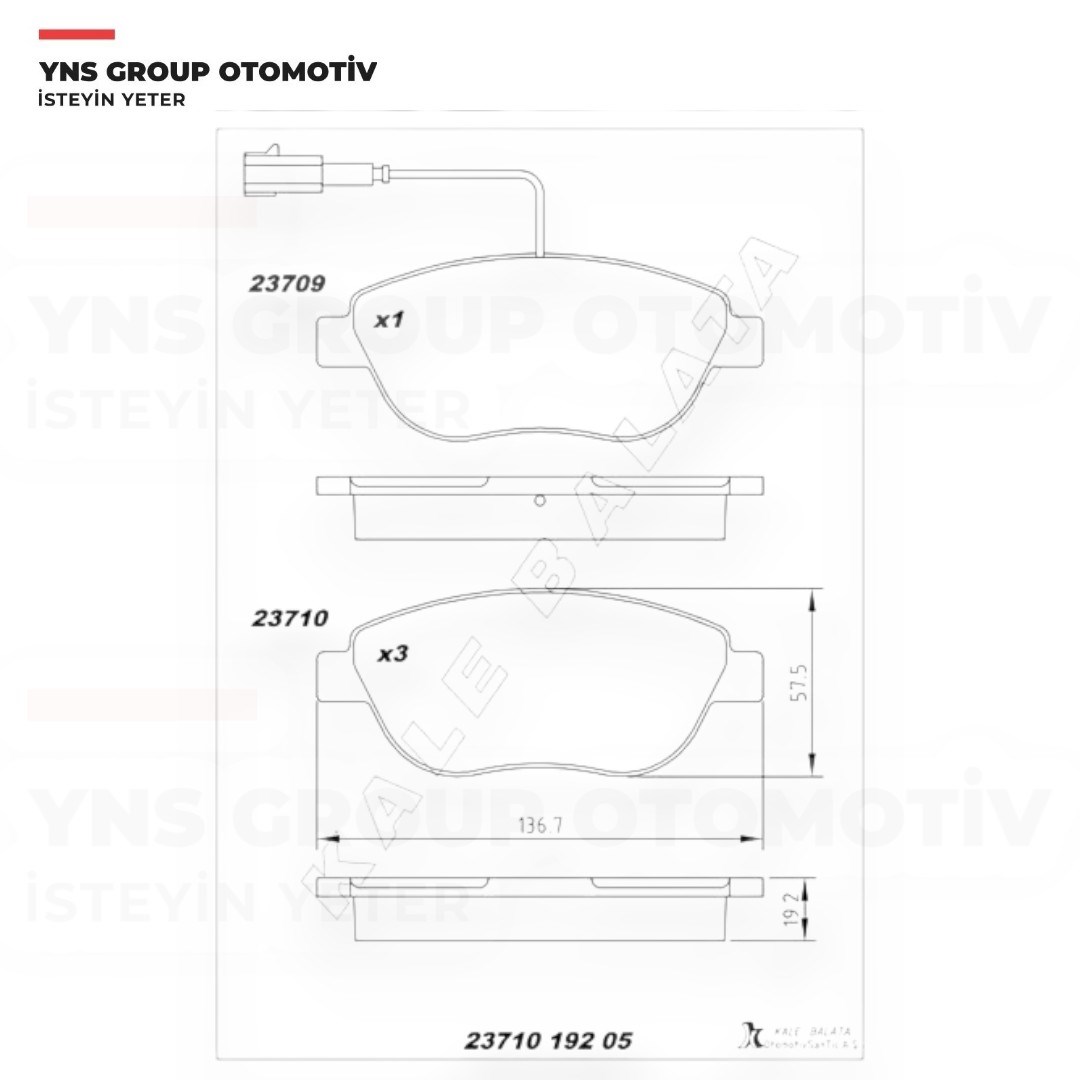 Fiat Doblo 10-23 Fiorino 11- Punto 05- Opel combo D 12- 1.3 Mjt Ön Fren Diski (Tek Fişli) Kale - 2371019205 / 71770094