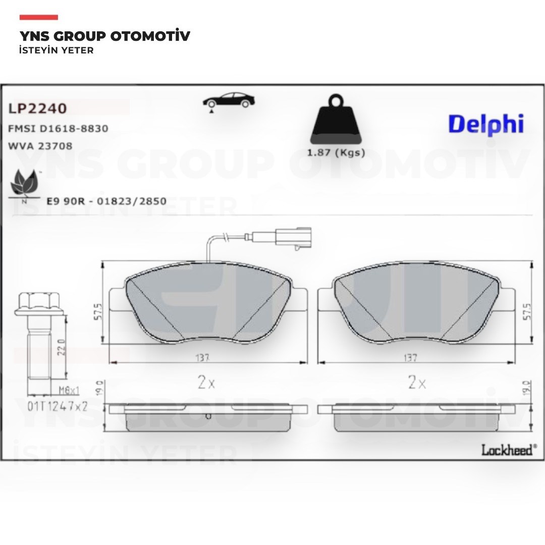 Fiat Doblo 10-23 Fiorino 11- Punto 05- Opel combo D 12- 1.3 Mjt Ön Fren Diski (Çift Fişli) Delphi - Lp2240 / 77365468
