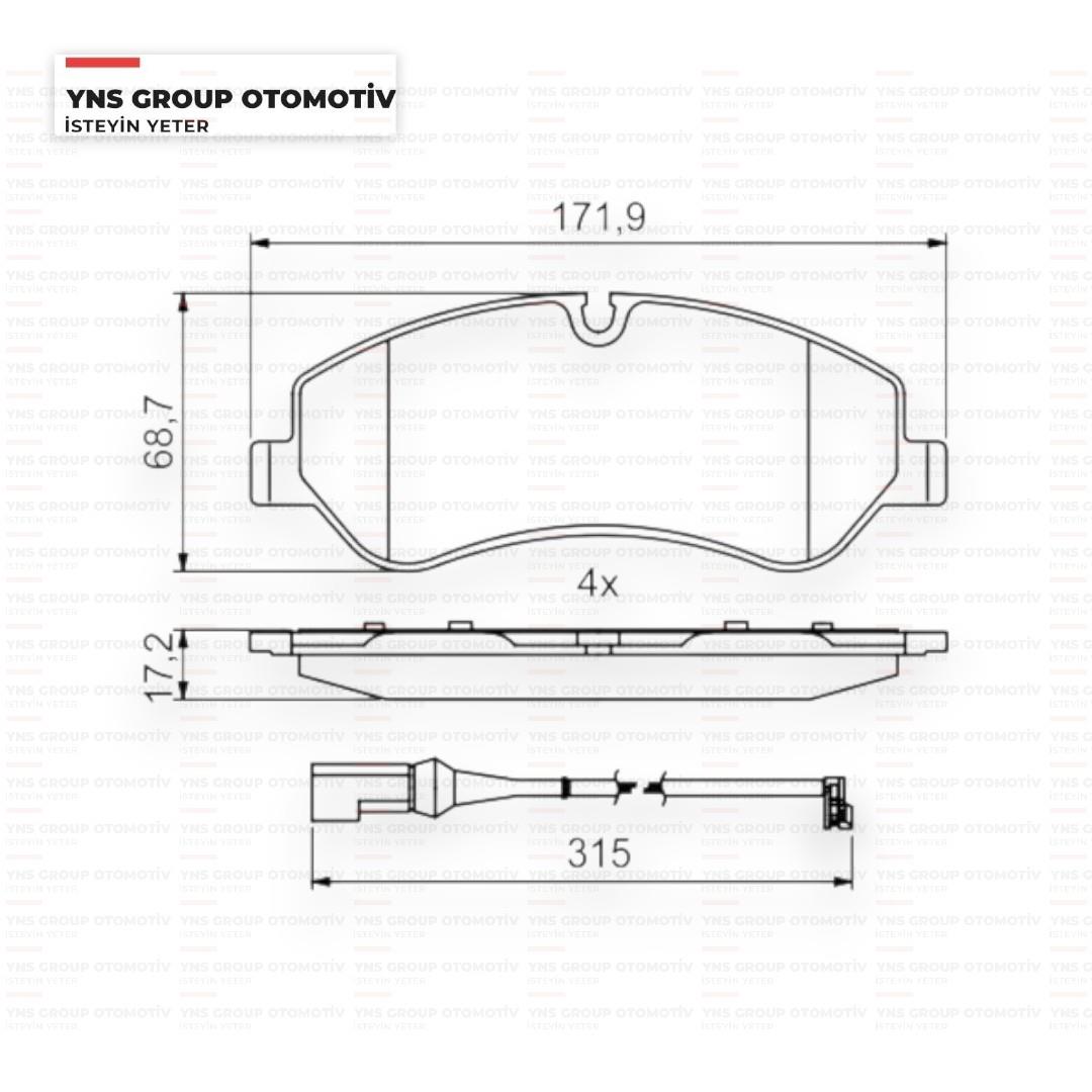 Ford Transit Custom V362 V363 13- (Arka Tek Teker) Ön Fren Balatası Marelli - 323700035400