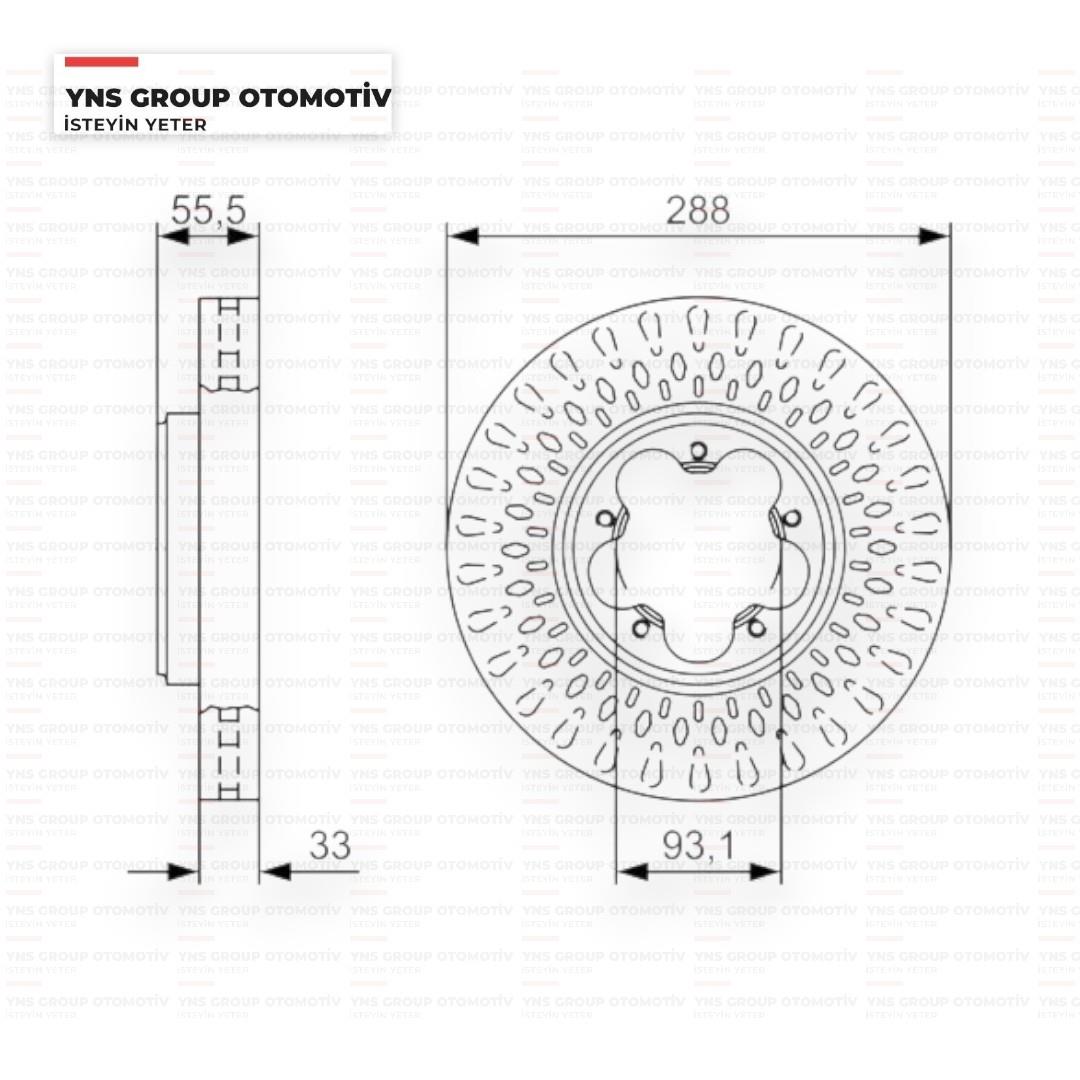 Ford Transit V362 V363 12- (Arka Tek Teker) Ön Fren Diski (288 mm X 5 Bijon) (Adet) Bosch - 0986479a49