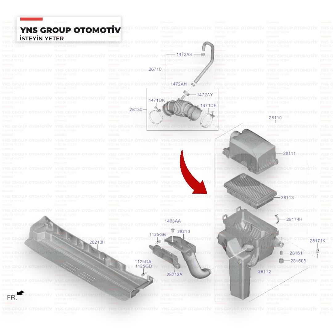 Hyundai İ20 Bayon 21- 1.4 Kappa Benzinli Hava Filtresi Kutusu Komple Hmc - 28110q0100