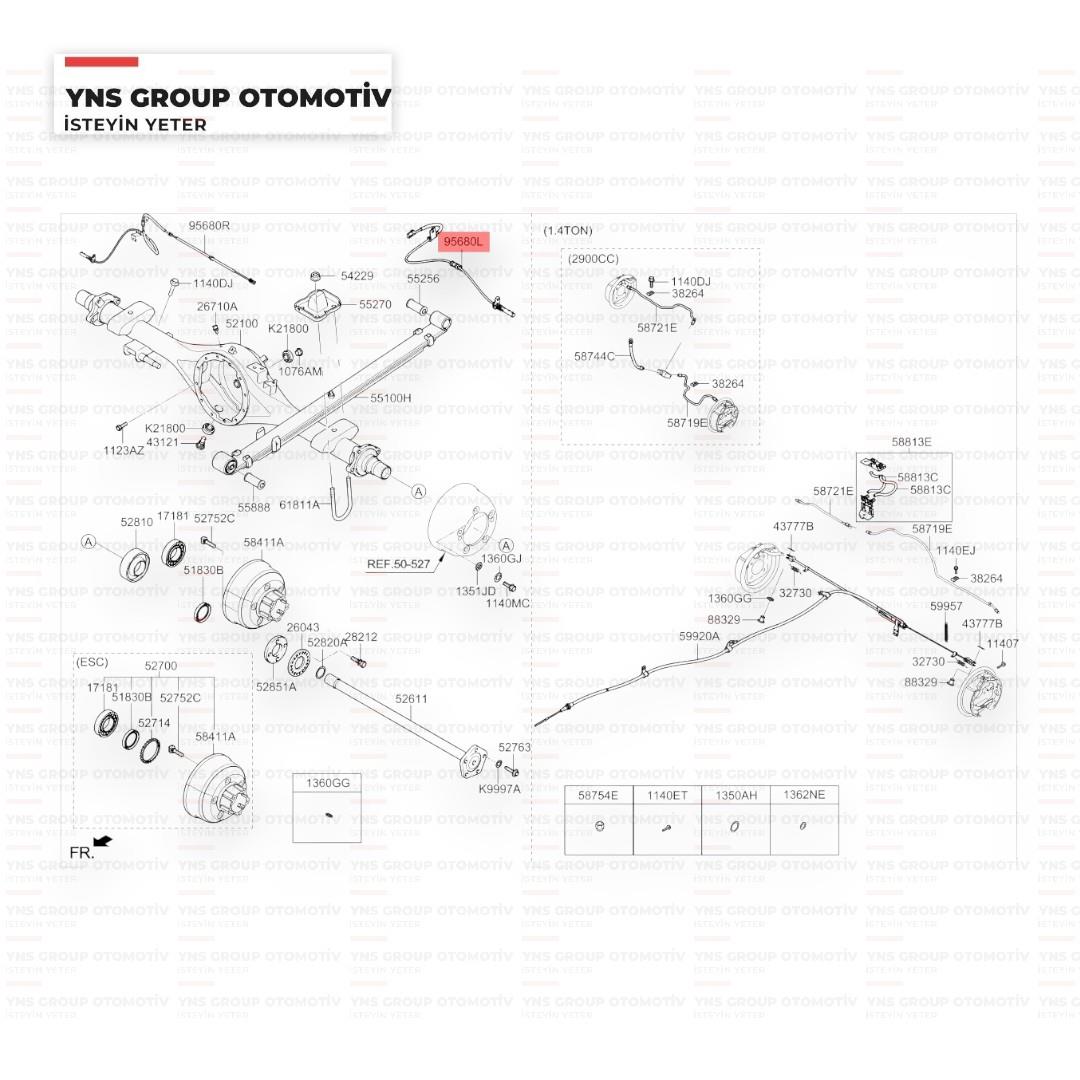 Kia Bongo K2500 16- Abs Sensörü Arka Sağ Mando - 956804e710