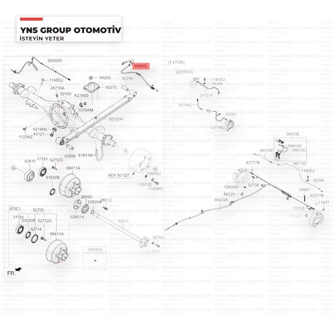 Kia Bongo K2500 16- Abs Sensörü Arka Sol Mando - 956814e710