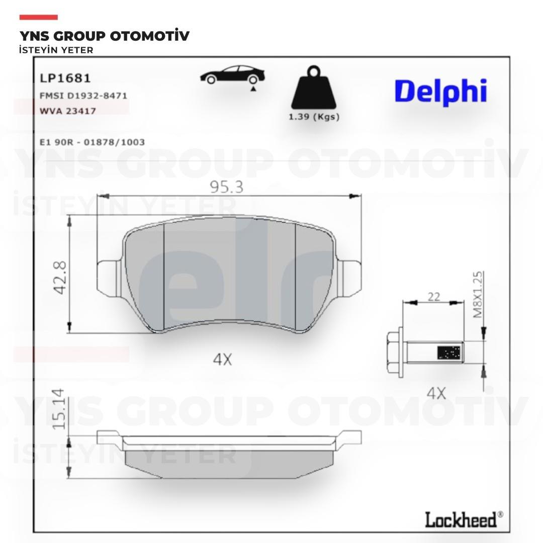 Kia Venga 10-19 Opel Astra F - G - H 98-10 Combo 05-11 Corsa C 1.7d 00-03 Meriva 03-17 Zafira 05-15 Arka Fren Balatası (Disk Tipi) Delphi - Lp1681