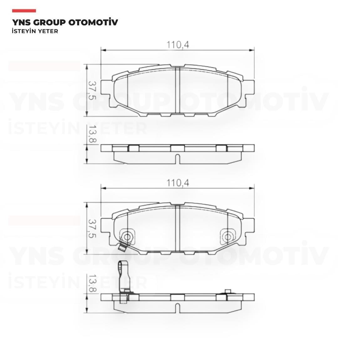 Subaru Brz 2.0 12- Forester 2.0 - 2.5 08- Impreza Hb 08- Legacy 2.0 - 2.5 03-14 Outback 08- Xv 12-17 Toyota Gt86 12- Arka Fren Balatası Takımı Blueprint - Ads74233
