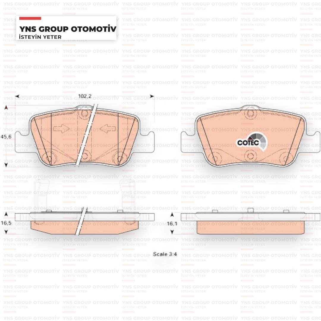 Toyota Auris Corolla 07- 1.4 D4d Dizel Arka Fren Balatası Trw - Gdb3480