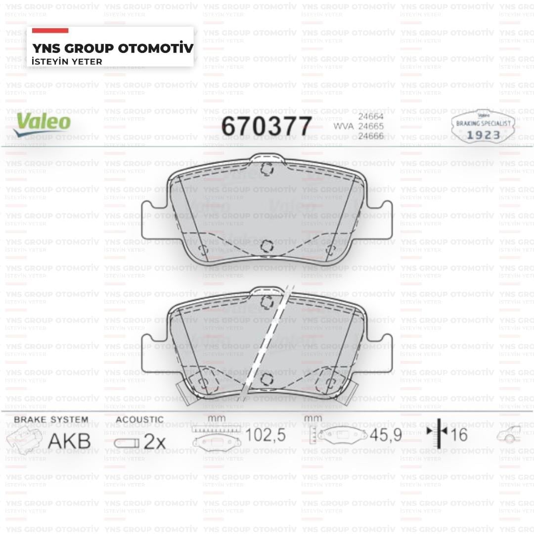 Toyota Auris Corolla 07- 1.4 D4d Dizel Arka Fren Balatası Valeo - 670377