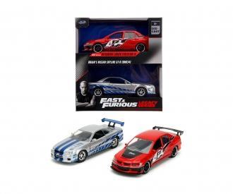 1/32 Fast Furious Brian's Nissan R34 & Sean's Mitsubishi Evo (Jada)