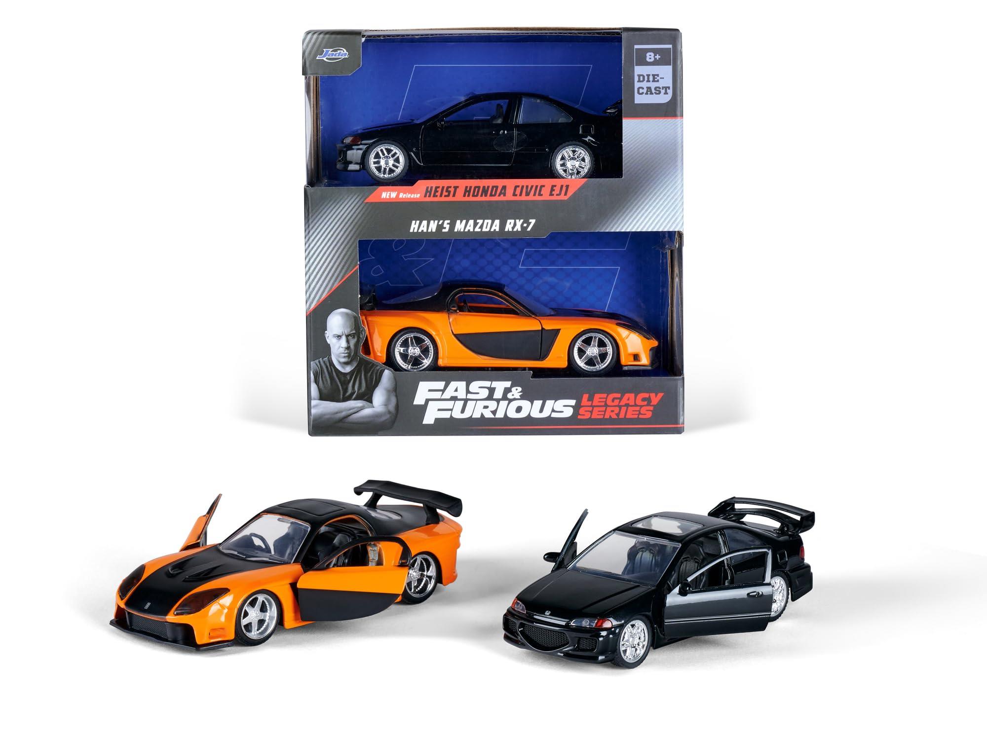 1/32 Fast Furious Han's Mazda RX7 & Heist Honda Civic EJ1 (Jada)