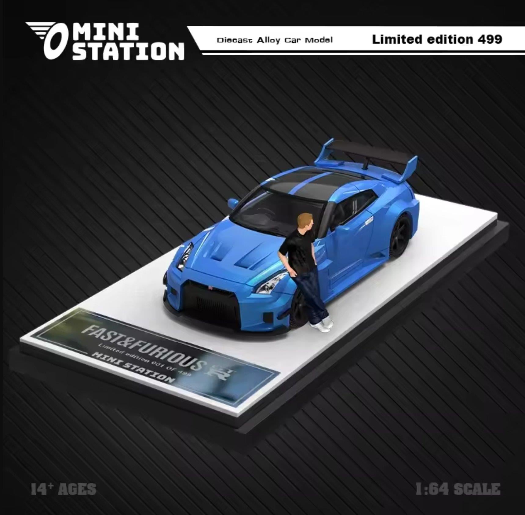 1/64 Mini Station Nissan R35 Fast and Furious Blue Dark Figür