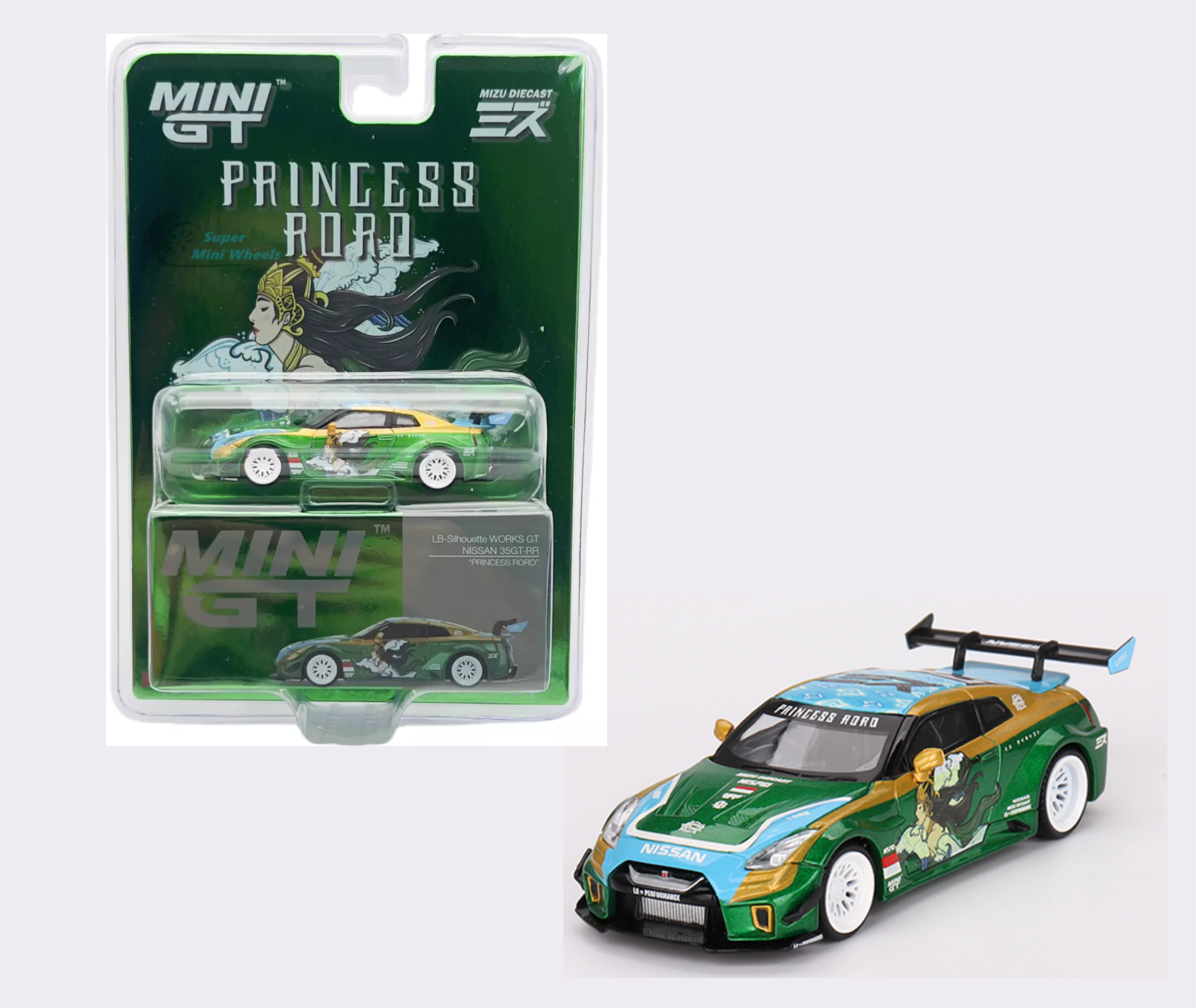 1/64 Nissan 35GT-RR LB-Silhouette Works GT 'PRINCESS RORO' (Mini GT MIZU)