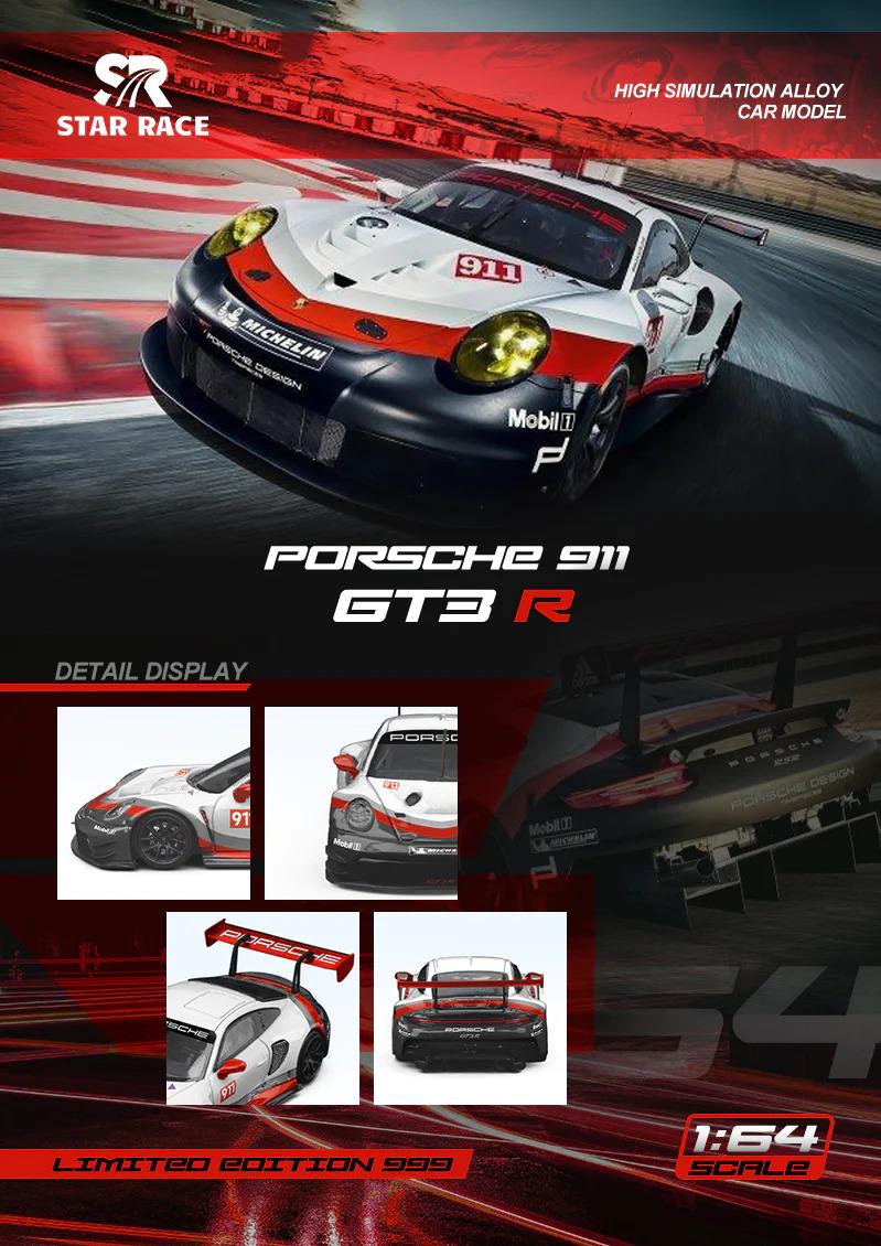 1/64 Porsche 911 GT3 RS Black White with Figure - Star Race