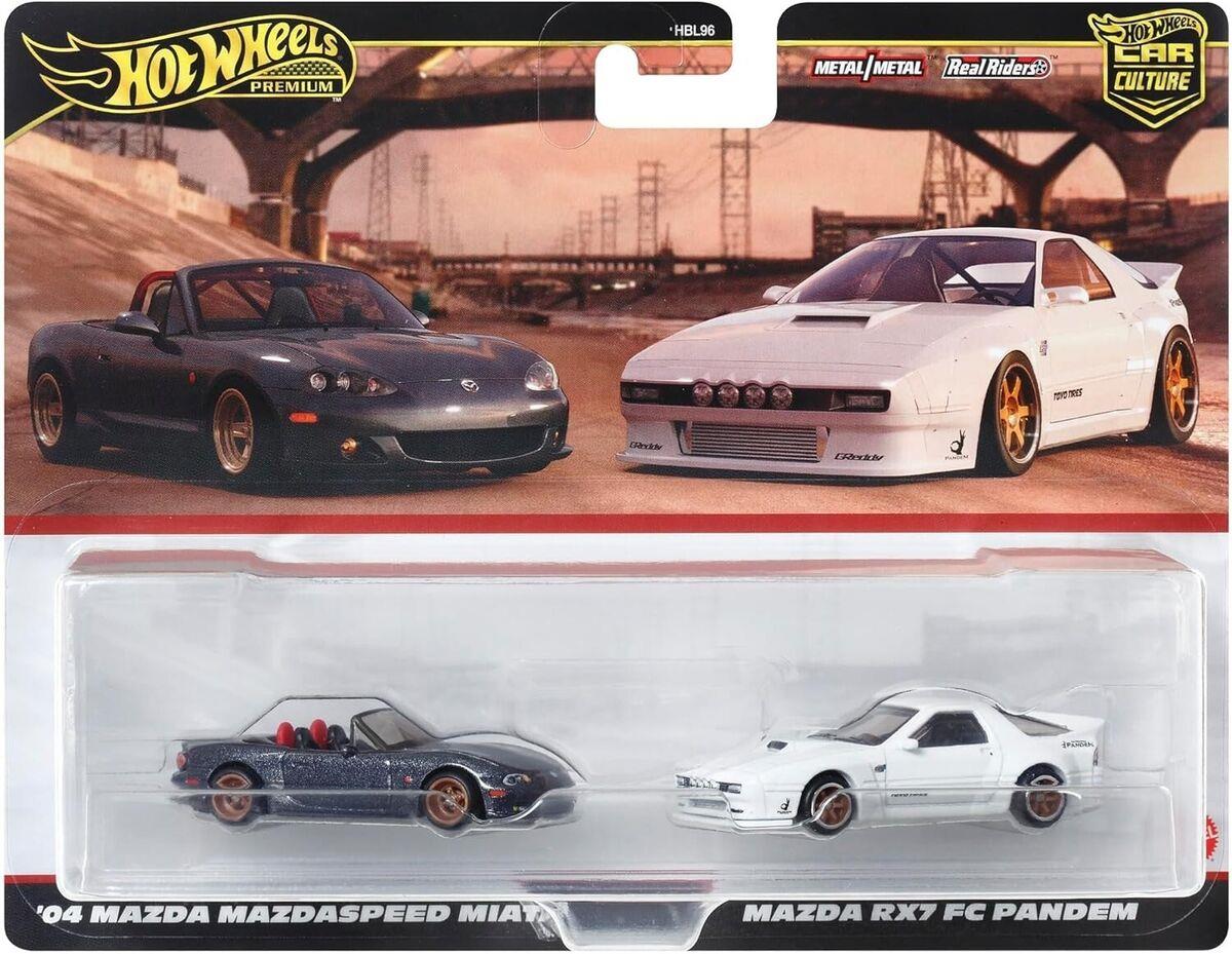 Hot Wheels Premium '04 Mazda Mazdaspeed Miata & Mazda RX7 FC Pandem