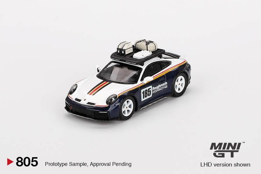 Mini GT 1/64 Porsche 911 Dakar Rallye Design Package White/Gentian Blue Metallic